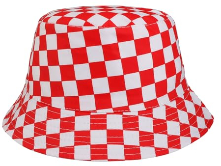 MILAKOO roten Segeltuchhut Karierten Muster Eimer Hut für Frauen lustige Outdoor Fischer Visor Hut