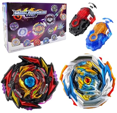 Acebwhtoy 2 in 1 Bey Burst Starter Blade Set, 4D Bey Metal Fusion Blade mit Launcher, Geschenk zum Kindertag, Weihnachten, Geburtstag, Kreisel für Kinder ab 6 Jahren (170+154)