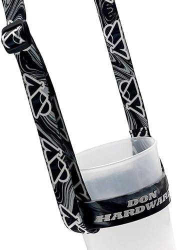 Don Hardware Water Bottle Holder with Strap – Hands-Free Bottle Carrier & Festival Cup Holder Lanyard, Beer Holster & Pint Glass Sling, Crossbody Drink Strap for Walking & Hiking