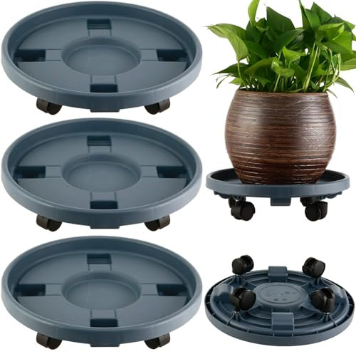 Großer Pflanzen-Caddy mit Rollen, 33 cm, Rollpflanzenständer, robuster Kunststoff, Pflanzenroller, Untersetzer, Untersetzer auf Rädern, für drinnen und draußen, mit Rollen, Pflanztablett, Untersetzer
