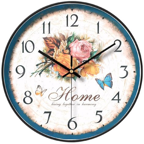 NUOVO 12 Zoll Floral Wanduhr Land Küche Uhr Rustikaler Garten Stil Home Wanduhr Retro Uhren Silent Wohnzimmer Schlafzimmer Büro Home Decor