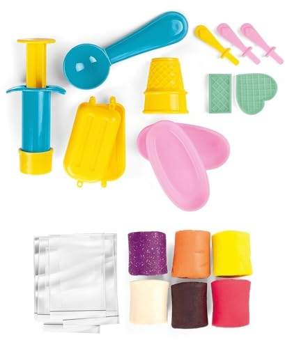 Knete Eismaschine Kinder Set 300 g Bio Kinderknete ungiftig, Soft Knetmasse für Kinder und Kleinekind ab 2 3 4 5 Jahre, Geschenke für Kinder, Mädchen und Jungen