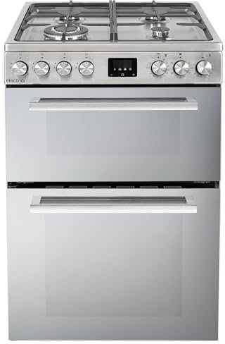 electriQ 60cm Double Oven Dual Fuel Cooker with Mirror Door