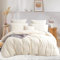 Nyescasa Plüsch Bettwäsche 220x240 Beige Wellen Warme Winter Flauschig Flanell Wendebettwäsche Langhaar Deckenbezug Teddy Fleece Cashmere Touch Bettbezug mit Reißverschluss und 2 Kissenbezug 80x80cm