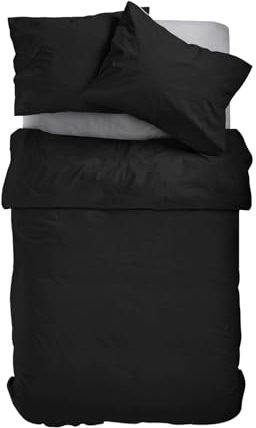 Amolavet Sommer Bettwäsche 155x220 2teilig Set Schwarz aus Gebürstetem Mikrofaser Sommerbettwäsche 155x220 Bettbezug 155 X 220 + Kissenbezüg 80x80 Mit Reißverschluss für Einzelbett