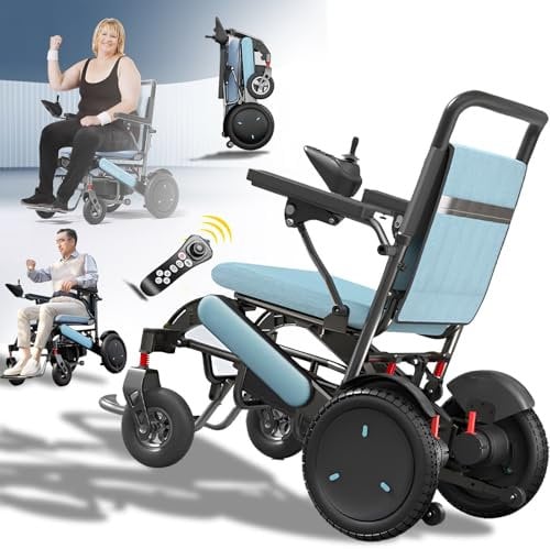 CXYTX Tragbarer Elektro-Rollstuhl für Erwachsene, 500W Motor, leicht und faltbar, All-Terrain, 25km Reichweite, 12Ah Akku für maximale Mobilität, 200kg Tragkraft,Remote control