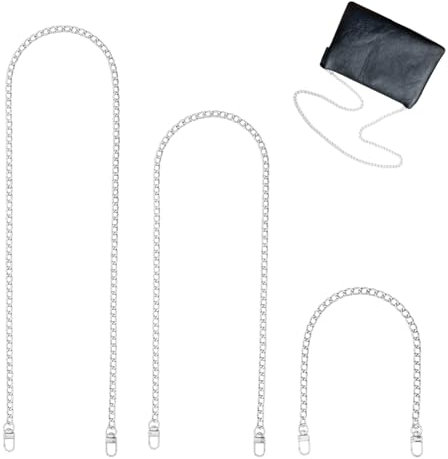 3 Pcs Kette für Tasche 40 cm/80 cm/120 cmTaschenkette Silber Silberkette Riemen für Umhängetasche Clutch Schulterriemen für Taschen Handykette Silber Handtasche Riemen Bag Chain (Silber)
