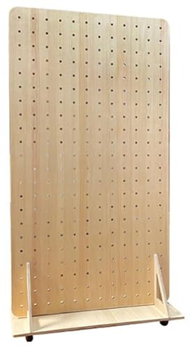 Sistema di archiviazione in legno con ruota universale a 360°, mobile, autoportante, per garage, espositore decorativo, kit combinato con pannelli (naturale, 80 x 166 cm)