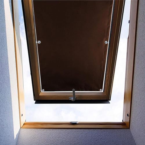 Ygann Dachfenster Rollo Thermo Sonnenschutz Verdunkelungsrollo für Dachfenster UV Schutz mit Saugnäpfe ohne Bohren ohne kleben (Braun,57x93cm)