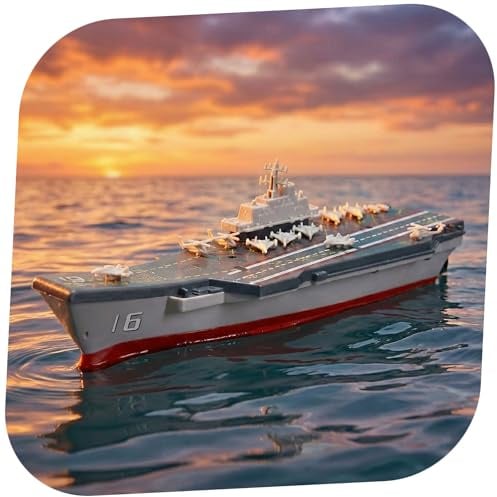 njoyn RC Modell Flugzeugträger Liaoning CV-16 ferngesteuert, 22 cm Militär-Marineschiff mit 2.4GHz, integriertem Akku, Acrylglas-Box, Sammlermodell für Modellbau-Fans, ab 14 Jahren