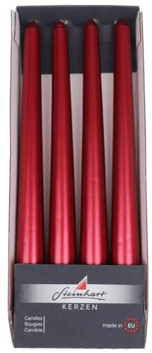 Spitzkerzen Edelglanz Rubin Rot 240/24 mm, 4 Stück Steinhart Kerzen in RAL-Kerzen Güte Qualität