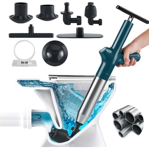 Wenbones Stura WC ad Aria Compressa, Pompa Carichi a Pressione Stantuffo, Stantuffo Pulitore per Tubi ad Aria Compressa ad Alta Pressione con Barometro per WC, lavandino, Vasca da Bagno (blu)