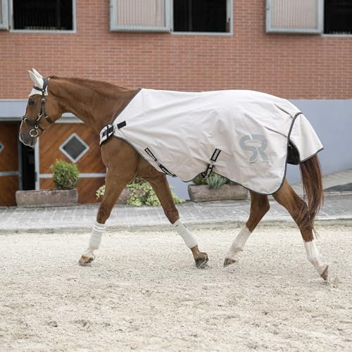 SUNRIDE Führanlagendecke 0g für Pferde - Longierdecke, Führmaschinendecke - 100% wasserdicht - 1200D (beige, 155 cm)