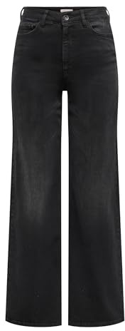 JDY Damen Jdyfelina-Fina Hw Wide Blk Jeansdnm Noos