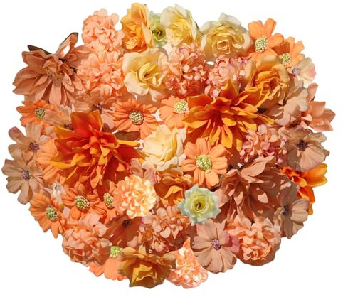 JOZMMZEOOA Fleurs Artificielles Deco 40 Pièces Simulation Artificielle Fausse Fleur Différentes Couleurs Deco Maison Wedding Bouquet Fleurs Décoratives,pour DIY Bouquet De Mariage (Série Jaune)