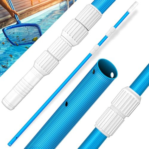 tillvex Pool Teleskopstange 1,20-3,60m | Aluminium Poolstange | Stange zur Poolreinigung 3-teilig (Blau)
