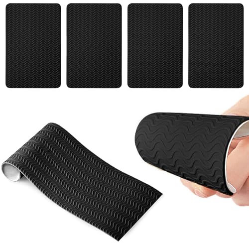 4 Stück Schuhsohlen Reparatur, Schuhsohle Gummisohlen zum Aufkleben, Rutschfester Gummischuhboden, Anti Rutsch Sohle Pads für Alle Größen Anti Rutsch Geräuschreduzierung, Bequemere Sohlen