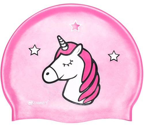 ZABERT C600 Rosa Unicornio Niños Niñas Gorro De Natación Silicona Gorros De Natación Impermeable Gorro De Baño Gorro De Baño
