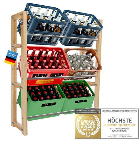 Dimono® Getränkeregal Kistenständer für 6 Kisten; Getränkekisten-Halter; Flaschenregal aus Holz, Küchenregal für Bier, Wasser & Limonade Kästen, nachhaltig & platzsparend (6 Kisten)