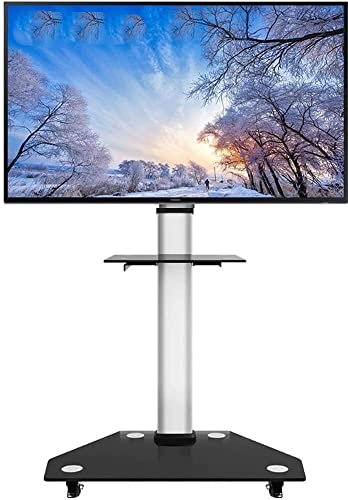 SaryEdge Rolling TV Stand, Mobile TV Stand, Office Home Display TV Cart Trolley for 30-80 Inch HDR LED & LCD TV Screens,with 2 Tempered Glass Tray(