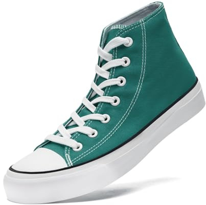 sharllen High Top Trainers Women Canvas Sneakers Ladies Lace Up Canvas Shoes for Men Women Plimsolls Pumps Casual Tennis Shoes(Green 280)