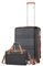 Kono Gepäcksets Leichter ABS-Hartschalenkoffer mit TSA-Schloss + Ryanair 40x20x25cm Kabinentasche, Schwarz / Braun, 20 Inch Luggage Set, Gepäck-Set
