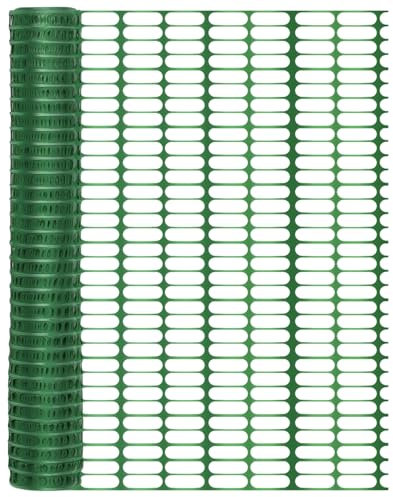 Fiqops Begrenzungszaun,1x50m Mobiler Hundezaun ,Steckzaun für Hunde Geschnitten Werden,Geflügelzaun für Hühner und Haustiere, Hundezaun Garten aus HDPE,Zaun für Hunde Grün