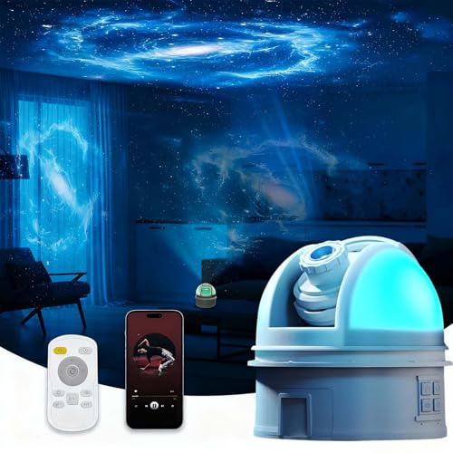 Observatory Planetarium Galaxy Projector with 12 Discs, 5K HD Star Projector Lens, Voice Commentary & White Noise Star Projectors LED Night Light with Timer Remote Control for Bedroom Decor
