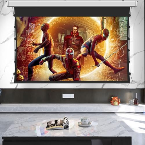 Écran de projection électrique encastrable avec languette pour home cinéma et présentations