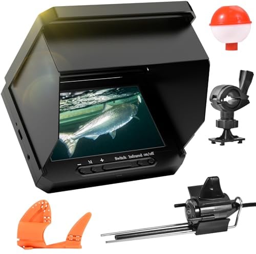 Tragbarer 5 Zoll IPS Fischfinder mit 17 IR LEDs und 20m Kabel - 1080P Angelkamera mit 220° Weitwinkel - IP68 Wasserdicht, 6000 mAh Unterwasser-Angelkamera für Boot, Eisfischen, Meeres- und Flussangeln
