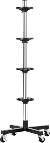 KATSU Tools Mobile Tyre Stand, Wheel Storage Racking Dolly, for 4 Tyres up to 225mm, Max 220 lbs Capacity, Ideal for Garage Workshop