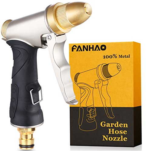FANHAO Pistolet d'arrosage avec buse en laiton, robuste et haute pression, réglable de jet à pulvérisation, pour laver la voiture et les animaux domestiques, le jardin/nettoyage de trottoir