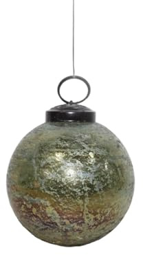 Antikas - Premium Weihnachtskugeln rund, Glas grün patiniert – handgemacht in Indien, ⌀8cm, 6er Set