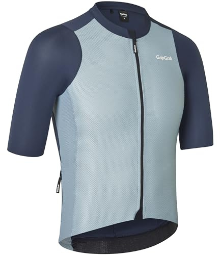 GripGrab PACR Radsport Kurzarmtrikot Herren - Sommer Rennrad Aero Trikot | Leichtes UV-Schutz Radtrikot mit UPF 50, Mesh-Gewebe für Hitze, 3 Rückentaschen & Reißverschlussfach, Raw-Cut-Ärmel Design