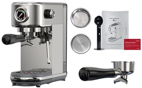 CHEOTIME Espressomaschine mit Milchaufschäumer, 20 Bar Druck, Edelstahl-Espressomaschine, 1,3 l, halbautomatische Kaffeemaschinen, präzise Brühsteuerung, einstellbare Temperatur für