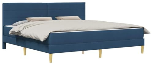 vidaXL Bettrahmen Blau 200 x 200 cm Polyester, Modernes Schlafzimmer-Setup, langlebiges Bettgestell, rechteckige Schaumstoffmatratze, stilvolle Moderne Möbel, bequemer Schlaf