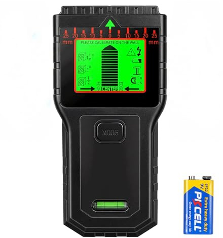 Leitungsfinder - Multifunktionaler Stud Finder | mit LCD-Display & Audio-Alarm, Kabel- und Metallsucher für Holz, AC-Leitungen, Bolzen, Rohre & Balken (Black)