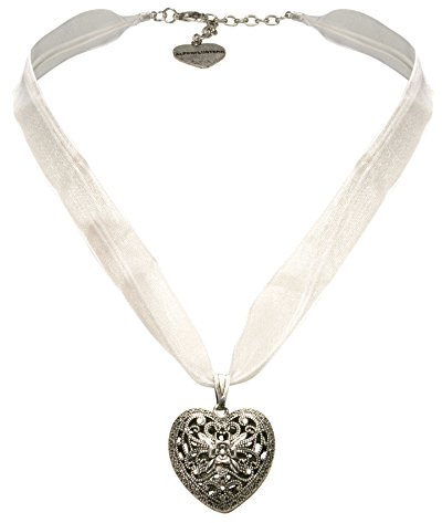 Alpenflüstern Organza-Trachtenkette Trachtenherz - Damen-Trachtenschmuck Dirndlkette in traditionellen Farben DHK194