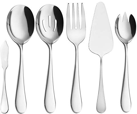 AOOSY Serving Utensils,6 Pcs Stainless Steel Silverware Serving Set
