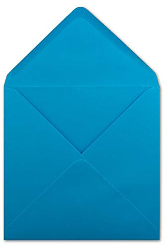 50 Quadratische Briefumschläge Azurblau - 15,5 x 15,5 cm - 100 g/m² Nassklebung spitze Klappe - aus der Serie Colours-4-you - Glüxx-Agent
