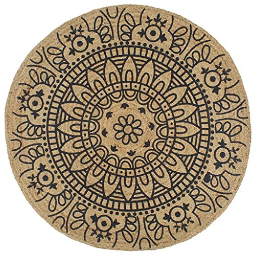 vidaXL Alfombra Redonda de Yute Tejida a Mano Tapete Alfombrilla Felpudo Moqueta Tapiz Esterilla Artesanía Decoración Diámetro 120 cm Azul Oscuro