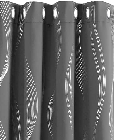 Deconovo Tende Oscuranti Termiche Isolanti per Finestre Moderne con Occhielli 140x290cm Grigio Scuro 2 Pannelli