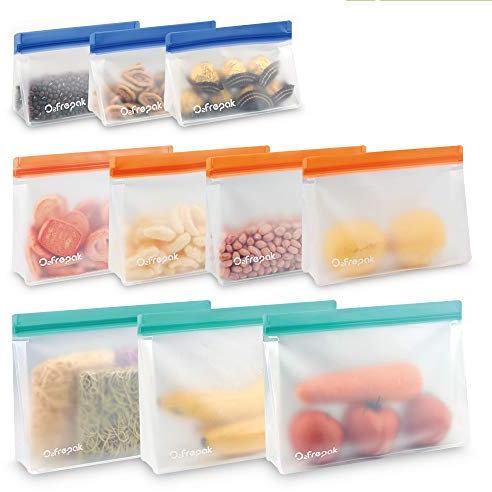 10 Packs Wiederverwendbare Lebensmittel Lagerung Taschen-Extra Dicke Ziplock Tasche für Lebensmittel Lagerung, Wiederverwendbare Sandwichs Taschen, mittagessen Snack Taschen