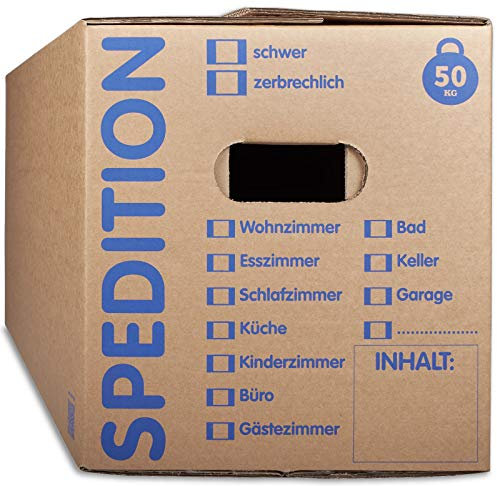 KK Verpackungen® Umzugskartons mit 50KG Tragkraft | 5 Stück, 2-wellige Mehrweg-Umzugskisten in extrastabiler Speditionsqualität
