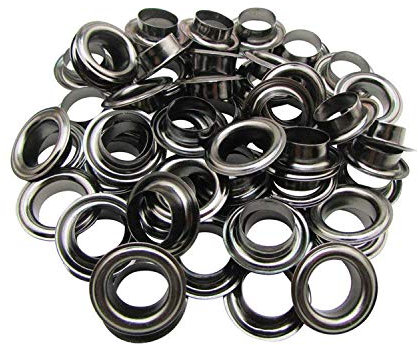 Trimming Shop Iron Eyelets Grommets with washers for DIY Leathercraft, Clothing, Tarpaulins, Banners, Tents, Pool Covers, Jackets, Yoga Mat, 14mm, Gun Metal, 100pcs