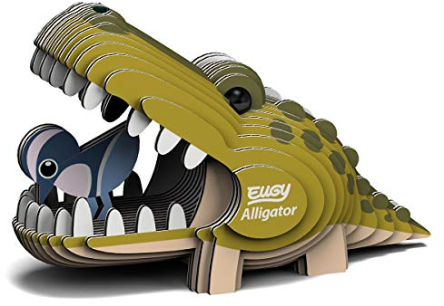 EUGY 650043 Alligator, 3D Tier-Puzzle für Kinder und Erwachsene zum Zusammenbauen, DIY Tierfigur, Bastelset ab 6 Jahren, grün