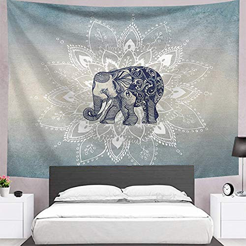 XCSLH Tapestry Wall Hanging,Große Größe Elefant Mandala Gedruckt Wandteppich Wandbehang Kreative Psychedelische Strand Wand Tuch Teppich Bettdecke Home Decor Wandteppich Decke Schlafpad, 150Cmx200Cm
