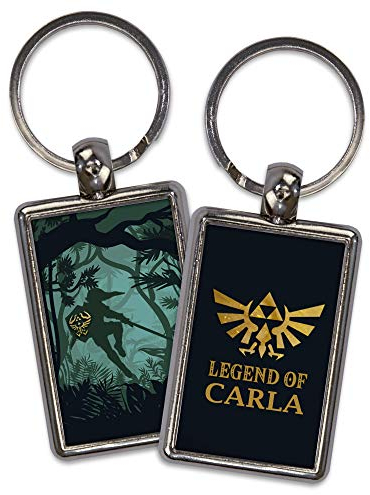 Porte-clés Zelda. Cadeau original pour les geeks. Porte-clés personnalisé. Image sur les deux côtés. Forme rectangulaire. Différents modèles disponibles. Légende