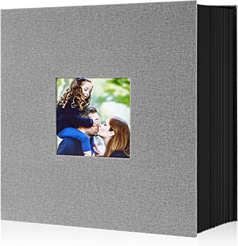 Lanpn Fotoalbum 10x15 1000, Extra Großes XXL Leinen Einstecken Einsteckalbum für Hoch und Querformat Fotos Bilder Grau