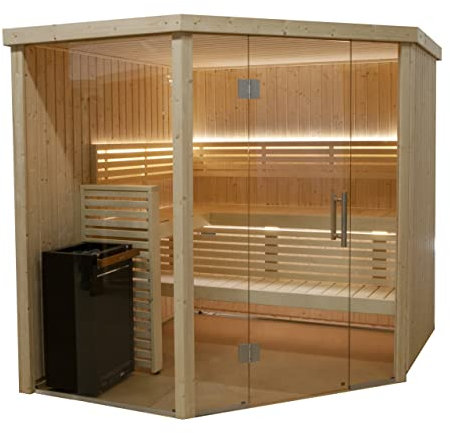 Harvia Variant View Corner Large Sauna Saunakabine aus Fichte ca. 206 x 203 x 201 cm